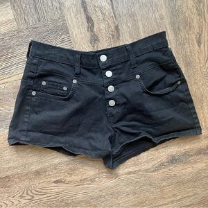 Judy Blue Black Denim Shorts Button Fly 7